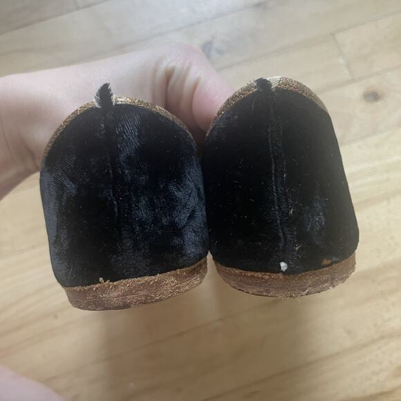 Vintage‎ Handmade Jutti Shoes Womens Size 7.5 Black Gold Beaded Pakistan Velvet - Picture 8 of 12